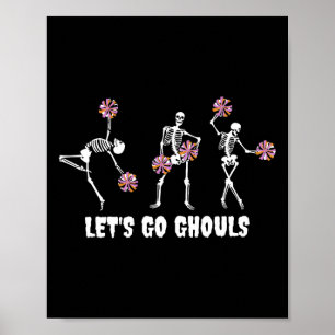 Poster Allons Ghouls Squelette Pom-pom girl Halloween Che