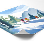 Poster Allons Skiing | Aquarelle d'hiver (Coin)