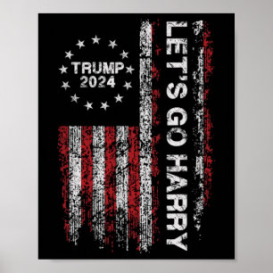 Poster Allons voir Harry Funny Trump 2024 Us Flag Vintage