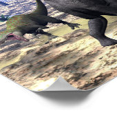 Poster Allosaurus attaquant brachiosaurus dinosaure (Coin)