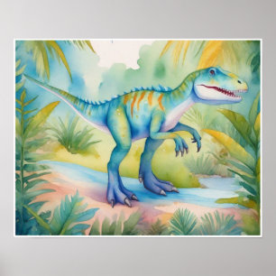 Poster Allosaurus Watercolor Nursery Art