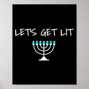 Poster Allumons la ménorah juive de Hanouka Chanukkah