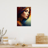 Poster "Allure de gauche : Pose de charme d'une dame capt (Cuisine)