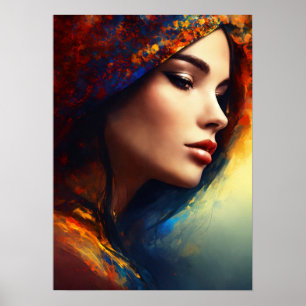 Poster "Allure vers la gauche : La pose charmante d'une d