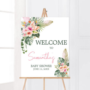 Poster Aloha Baby Baby shower tropical Bienvenue