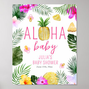 Poster Aloha Baby Pineappy & Pacifiers Baby shower Luau