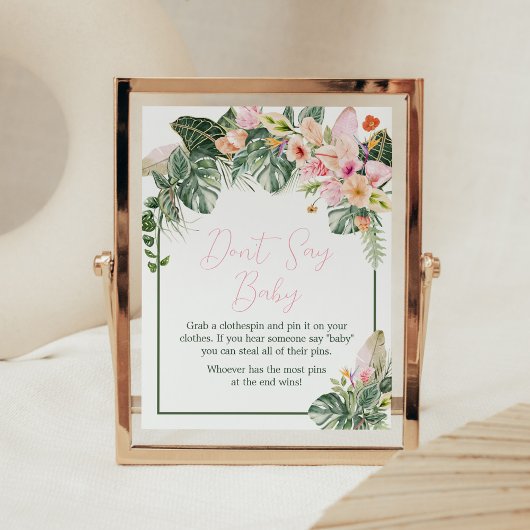 Poster Aloha Baby shower ne pas dire bébé