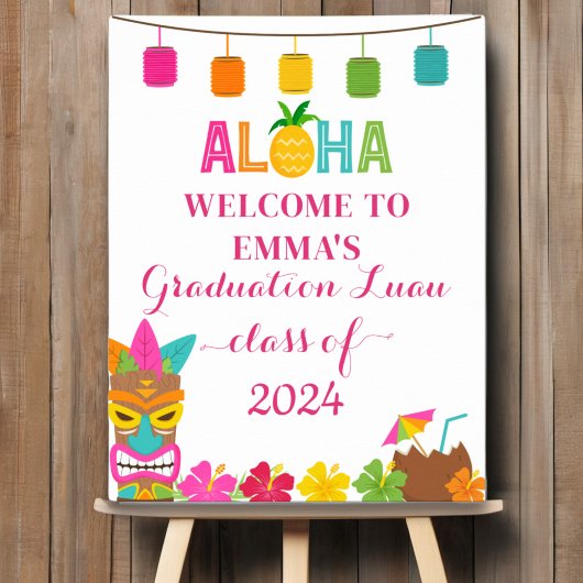 Poster Aloha Classe De 2024 Graduation Luau Bienvenue