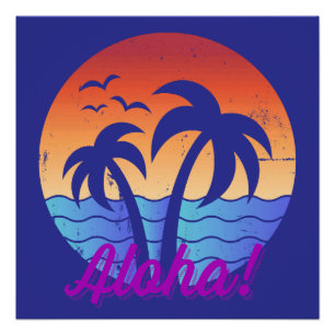 Poster Aloha - Coucher de soleil tropical hawaïen