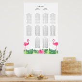 Poster Aloha Flamant rose rose Plan de siège Mariage trop (Cuisine)