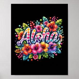Poster Aloha Fleurs Tropicales Vacances d'Été Plage Hawaï