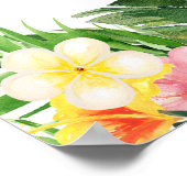 Poster Aloha Floral Folial Flamant rose 1er anniversaire (Coin)