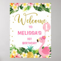 Aloha Floral Folial Flamant rose 1er anniversaire 
