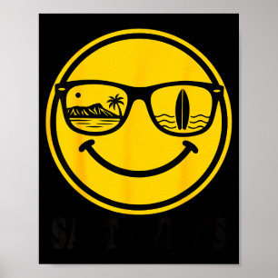 Poster Aloha hawaïen surf sourire visage waikiki hawaii