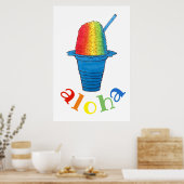 Poster ALOHA Hawaii Hawaii rasage arc-en-ciel rasé glace  (Cuisine)