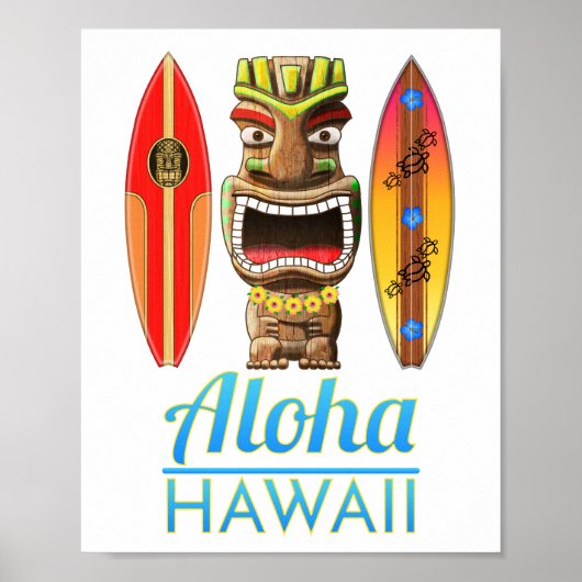 Poster Aloha Hawaii Hawaii Tiki Surf (Devant)