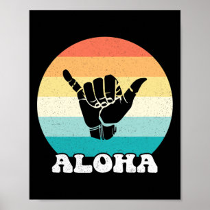 Poster Aloha Hawaii île hawaïenne Signe de la main Shaka