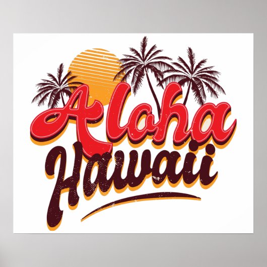 Poster Aloha Hawaii Palm Tree (Devant)