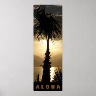 Poster Aloha Hawaii Palm Trees Tropiques Coucher de solei