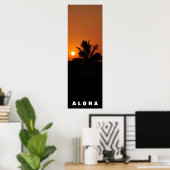 Poster Aloha Hawaii Palm Trees Tropiques Coucher de solei (Bureau à domicile)