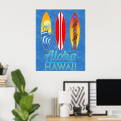 Poster Aloha Hawaii Surf boards (Bureau à domicile)