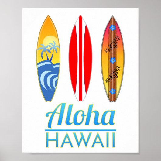 Poster Aloha Hawaii Surf boards (Devant)