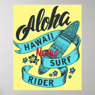 Poster Aloha Hawaii Surf Rider Thunder_Cove