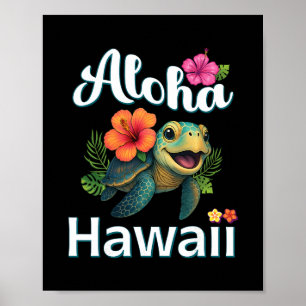 Poster Aloha Hawaii Tortue Île Hawaïenne Enfants Tout-Pet