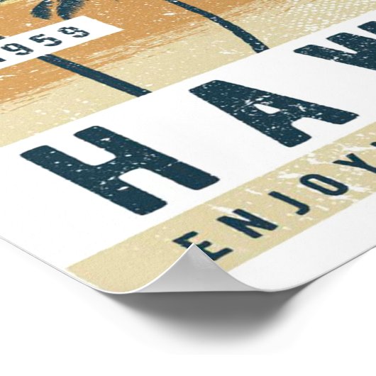 Poster Aloha Hawaii Voyage Rétro (Coin)