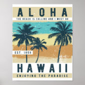 Poster Aloha Hawaii Voyage Rétro (Devant)