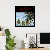 Poster Aloha Hawaiian Palm Trees Tropical Travel (Bureau à domicile)