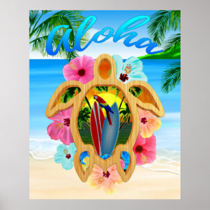 Poster Aloha Honu Sea Turtle 2