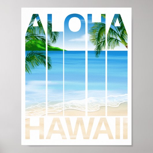 Poster Aloha îles Hawaï Plage tropicale (Devant)