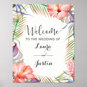 Poster Aloha Mariage Tropical Bienvenue