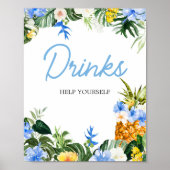 Poster Aloha Pineapple Baby Shower Drinks Sign (Devant)