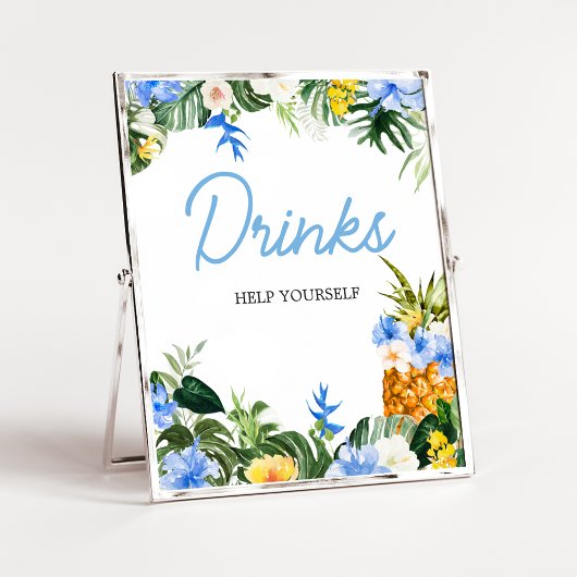 Poster Aloha Pineapple Baby Shower Drinks Sign