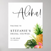 Poster Aloha Pineapple Summer Bridal Shower Welcome (Devant)