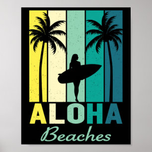 Poster Aloha Plages Surfer Girl Hawaii Vintage Hawaii