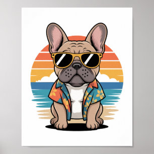 Poster Aloha Pup – Ambiance de plage avec un French Bulld
