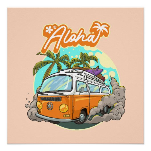 Poster Aloha Retro Surf Van (Devant)
