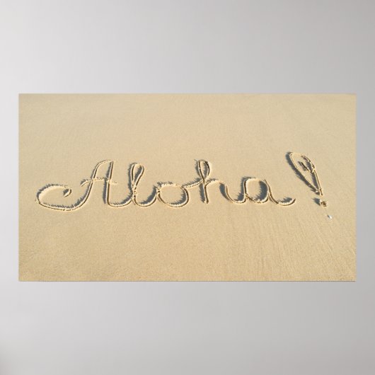 Poster Aloha signe sur le sable de la plage (Devant)