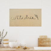 Poster Aloha signe sur le sable de la plage (Cuisine)