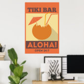 Poster Aloha Tiki Bar Hawaïen (Bureau à domicile)
