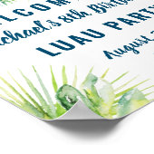 Poster Aloha Tropical Flamant rose Luau Accueil (Coin)