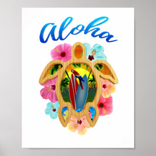 Poster Aloha Tropical Honu Sea Turtle
