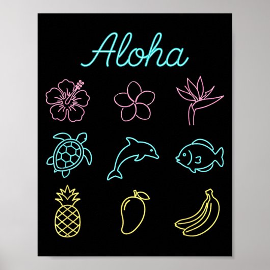Poster Aloha Tropical Îles Hawaïennes Été (Devant)