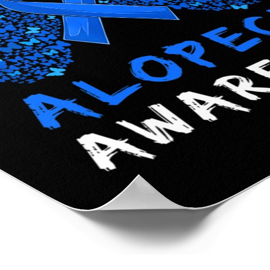 Poster Alopecia Areata Awareness Mois Bleu Ruban (Coin)