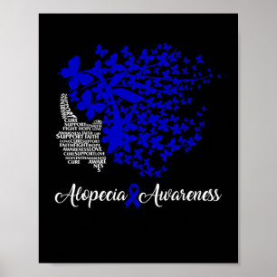 Poster Alopecia Sensibilisation Bleu Ruban Perte de cheve