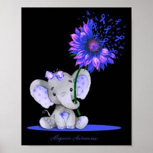 Poster ALOPÉCIA SENSIBILISATION Cute Elephant Tournesol B