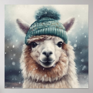 Poster Alpaga doux d'hiver, sur mesure